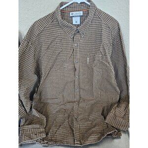 Columbia Brown Plaid Button Down Shirt Long Sleeve Men's Size XL
